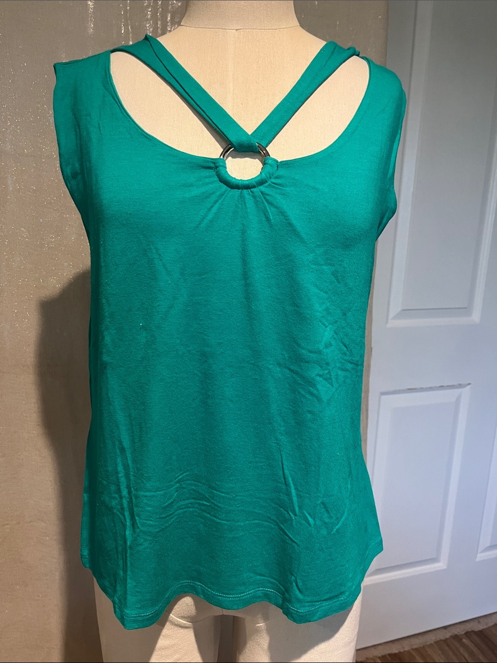 Sleeveless Ring-Back Women's Tank Top -Green